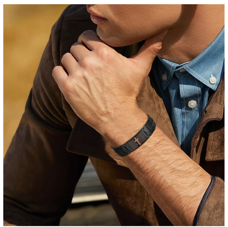 Ultra Strength Magnetic Copper Mens Cross Bracelets