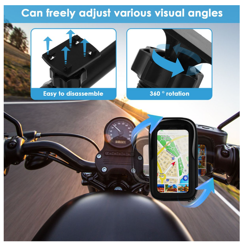 Bike Phone Holder Bag Waterproof Motorcycle Handlebar Bag Phone Mount - Handlebars