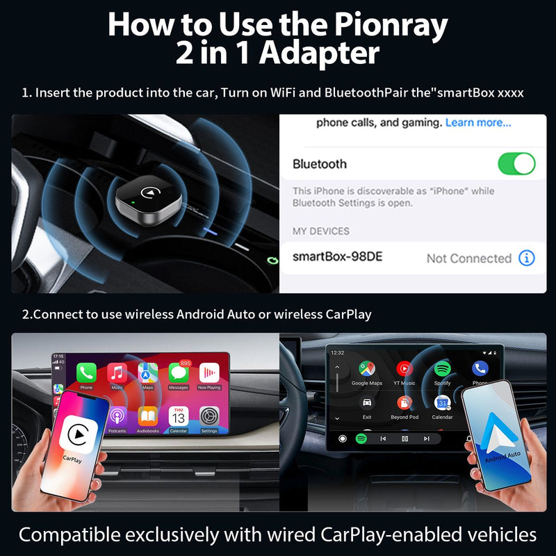 2 in 1 Wireless CarPlay Adapter Android Auto Wireless Adapter