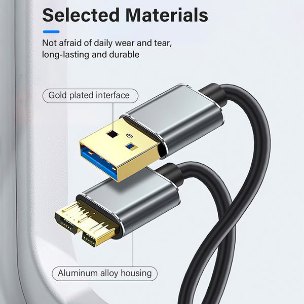 USB 3.0 to Micro B Cable Hard Disk Data Transfer Fast Charger Cord
