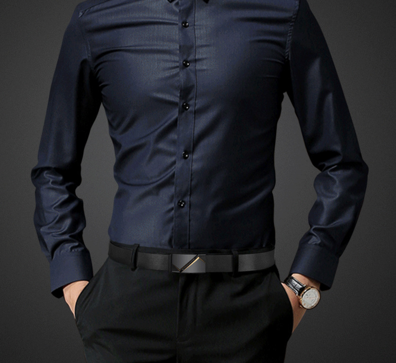 Men's Belt Luxurious PU Belts Men's Casual Fashion Toothless Automatic Simple Buckle Belts