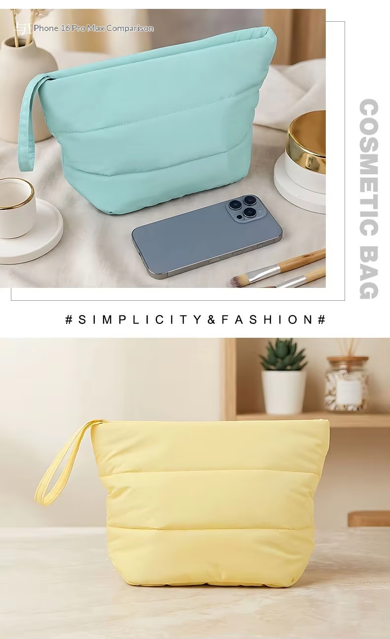 Fluffy Cloud Glossy Nylon Zipper Fashion Makeup Bag for Woman