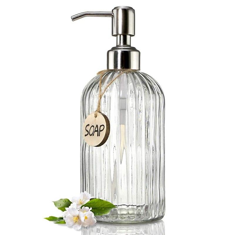 400ml Glass Soap Dispenser with Stainless Steel Stainless Steel Pump