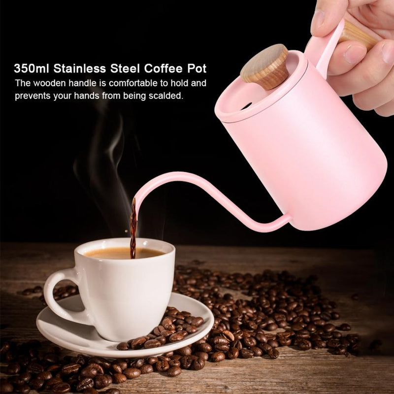 350ml Stainless Steel Coffee coffee pot with wooden accents