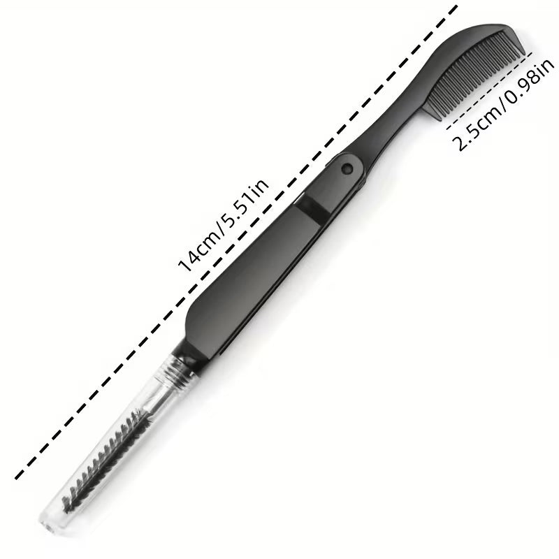 1Piece Double-Ended Eyelash Comb, Foldable Mascara Brush & Eyebrow Grooming Tool