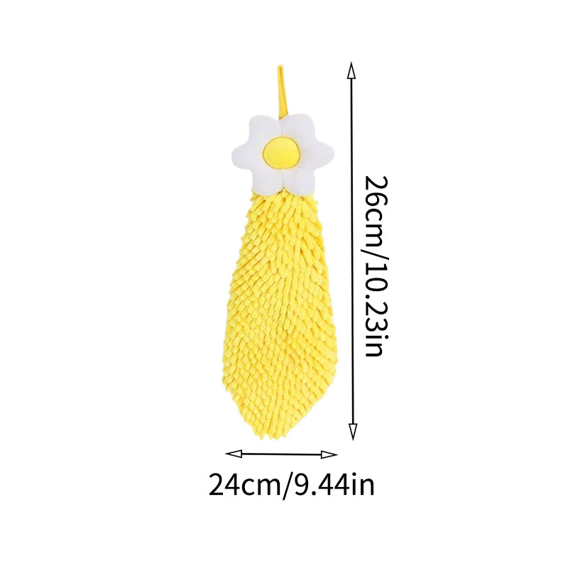 Cute Flower Hand Towel, Ultra-Soft Chenille Hanging Hand Drying Cloth - I PCS