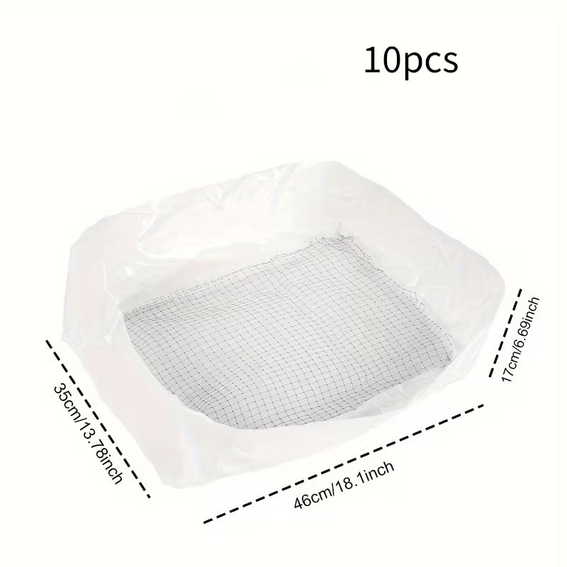 10Piece Large Disposable Cat Litter Filter Bags, Thick Plastic Sifting Litter Box Liners