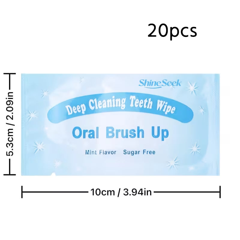 20Piece Mint Finger Tooth Wipes, Deep Cleaning Disposable Teeth Cleaning Swabs