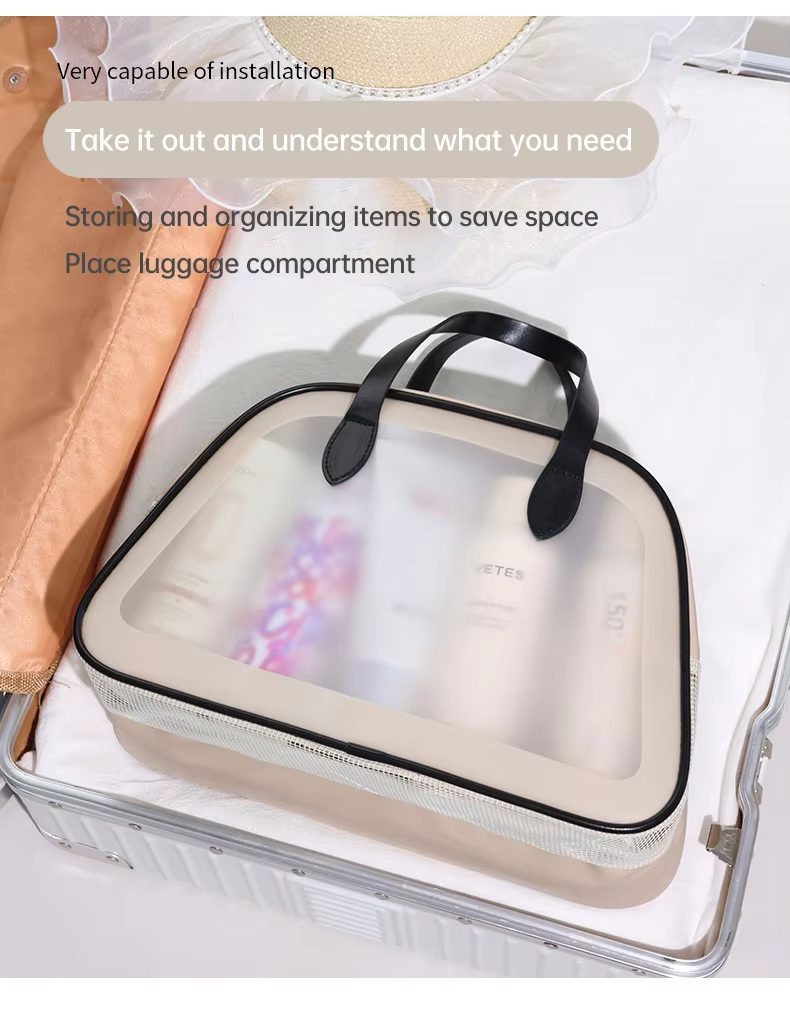 Large-Capacity PVC Zipper Wet/Dry Separation Cosmetic Bag Travel Portable Bathing & Cosmetics Toiletries Storage Pouch