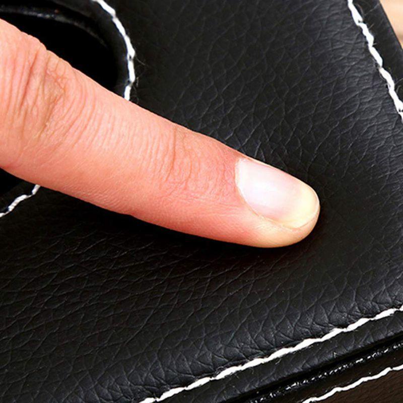 Leather Napkin Box Pilot Holder Desk Sheath Pencil scissors (black)