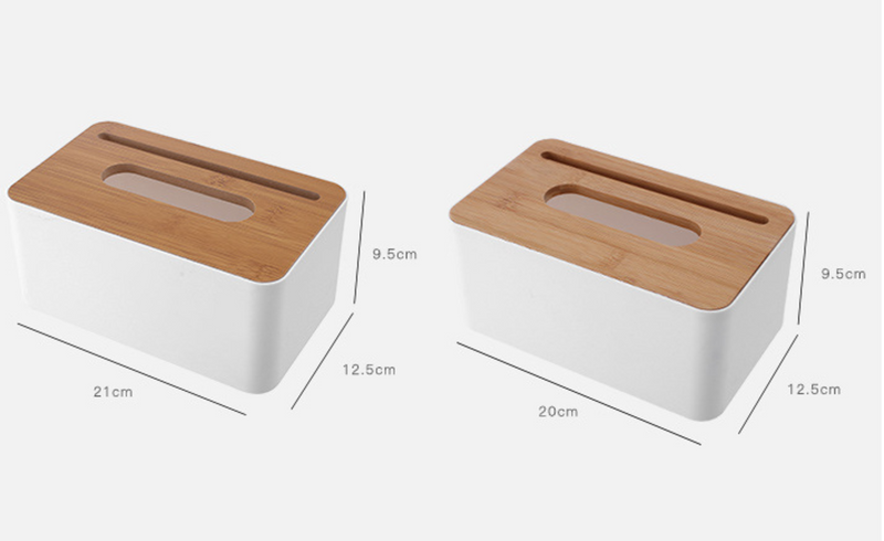 2 pcs. Plastic Napkin Box Bamboo Waterproof Box Wooden Lid Holder