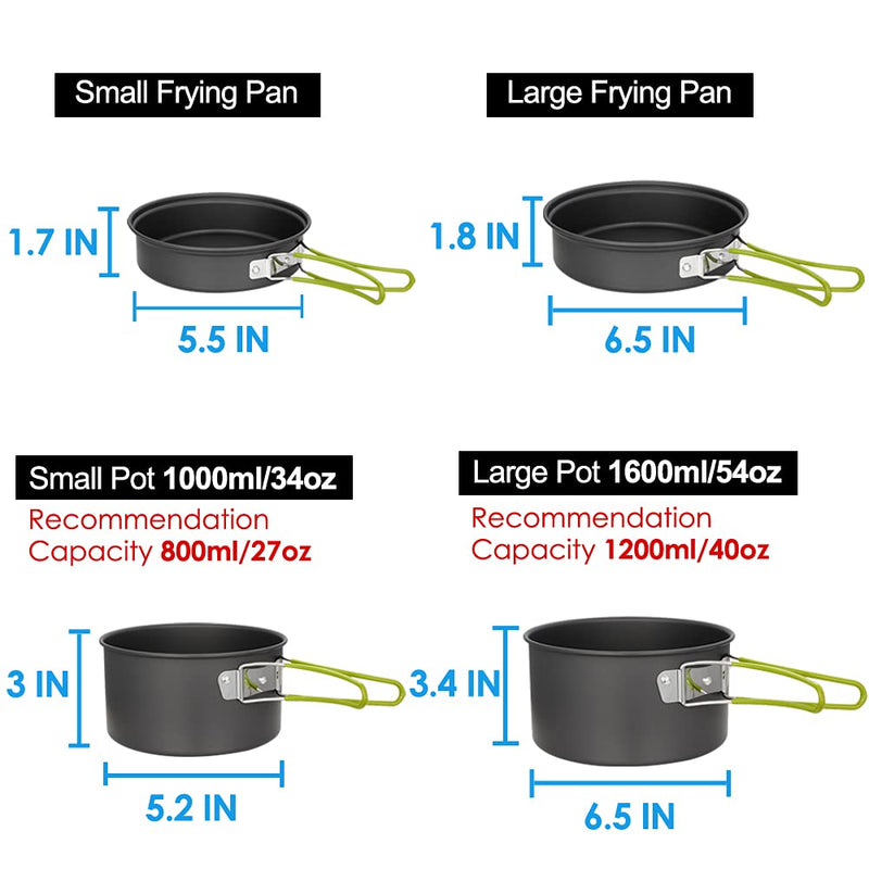 Portable Camping Cookware Set, Foldable Pot Pan Kettle