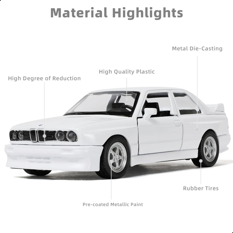 Die-Cast BMW M3/M4 Model Car, 1:32 Scale Pull-Back Toy with Openable Doors
