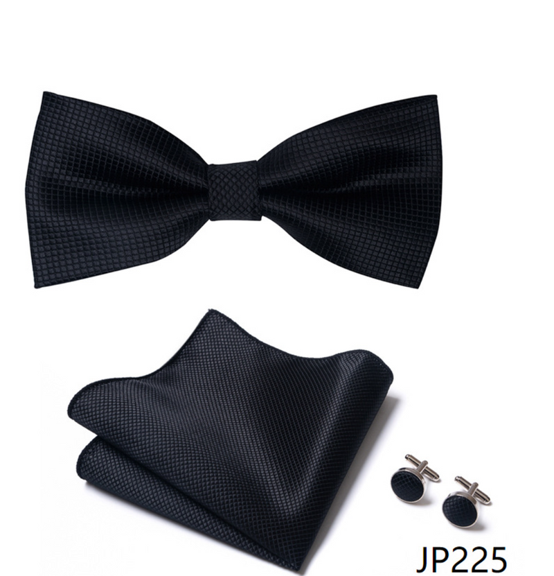 IPSTYLE Men's Bow Tie Set - Pocket Square, Cufflinks and Gift Box