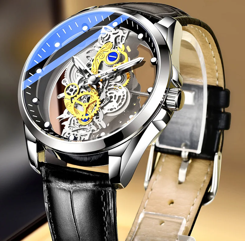 Transparent Men Watches Luminous Dial Quartz Wrist watches