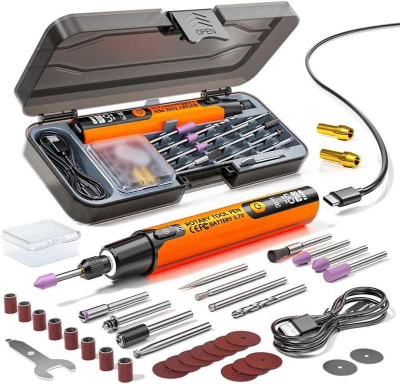 Electric Rotary Tool Kit with Digital Display LED - Mini Grinder Engraver
