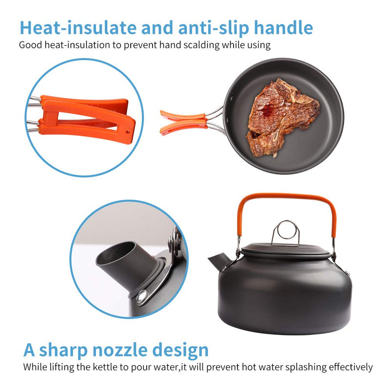 Portable Camping Cookware Set, Foldable Pot Pan Kettle