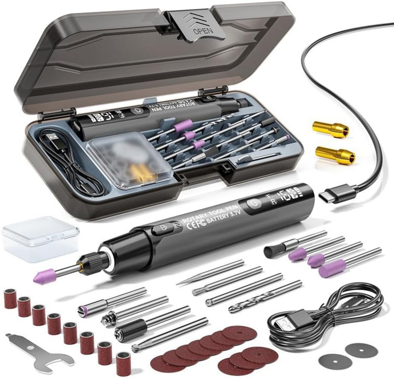 Electric Rotary Tool Kit with Digital Display LED - Mini Grinder Engraver