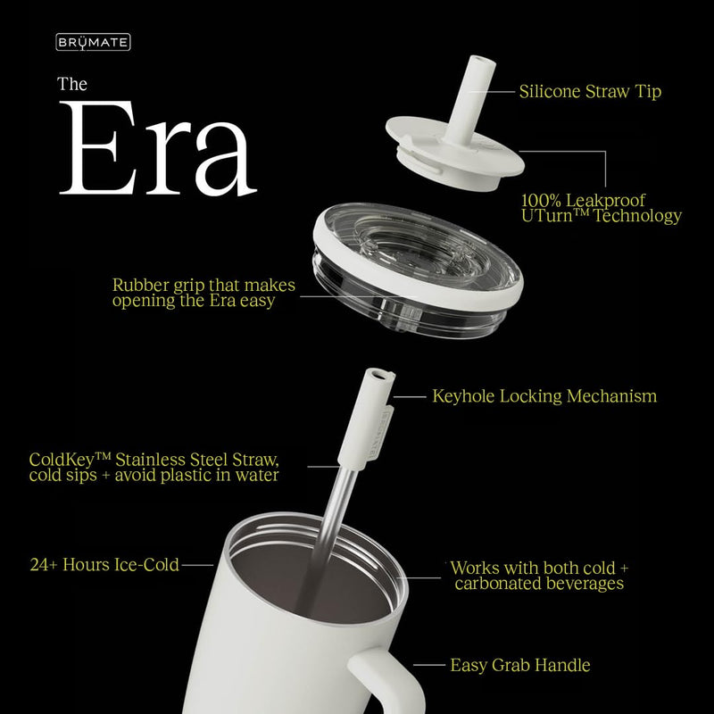 Brümate 40oz Era Tumbler with Handle, Stainless Steel Straw, Leakproof Insulated Travel Mug