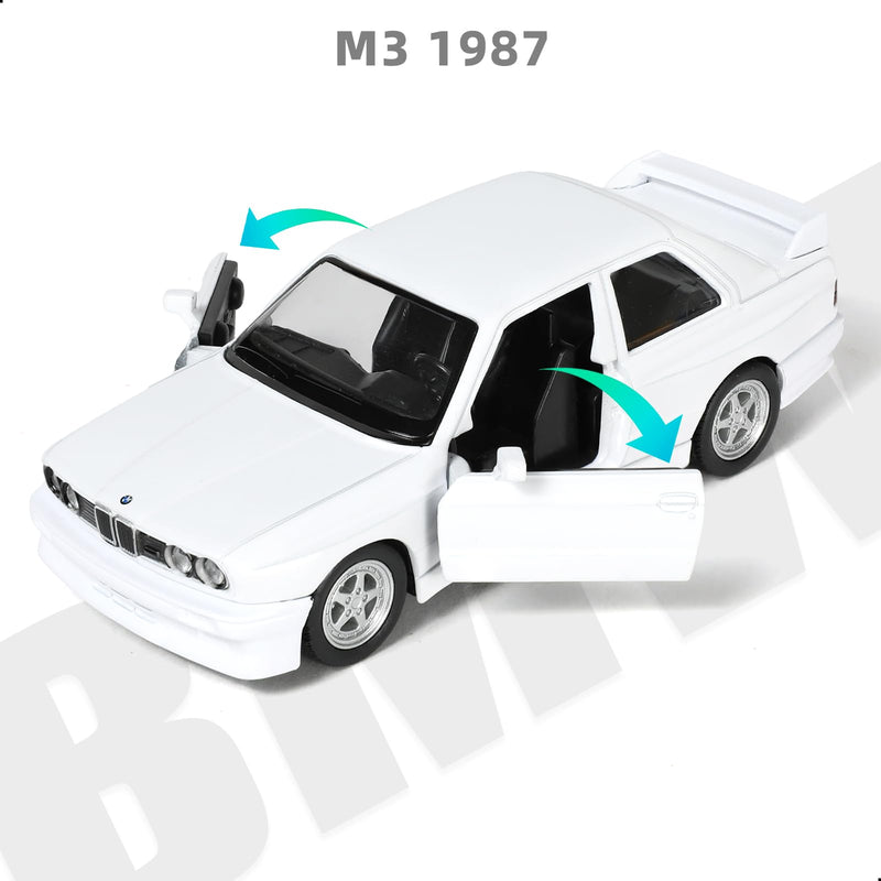 Die-Cast BMW M3/M4 Model Car, 1:32 Scale Pull-Back Toy with Openable Doors