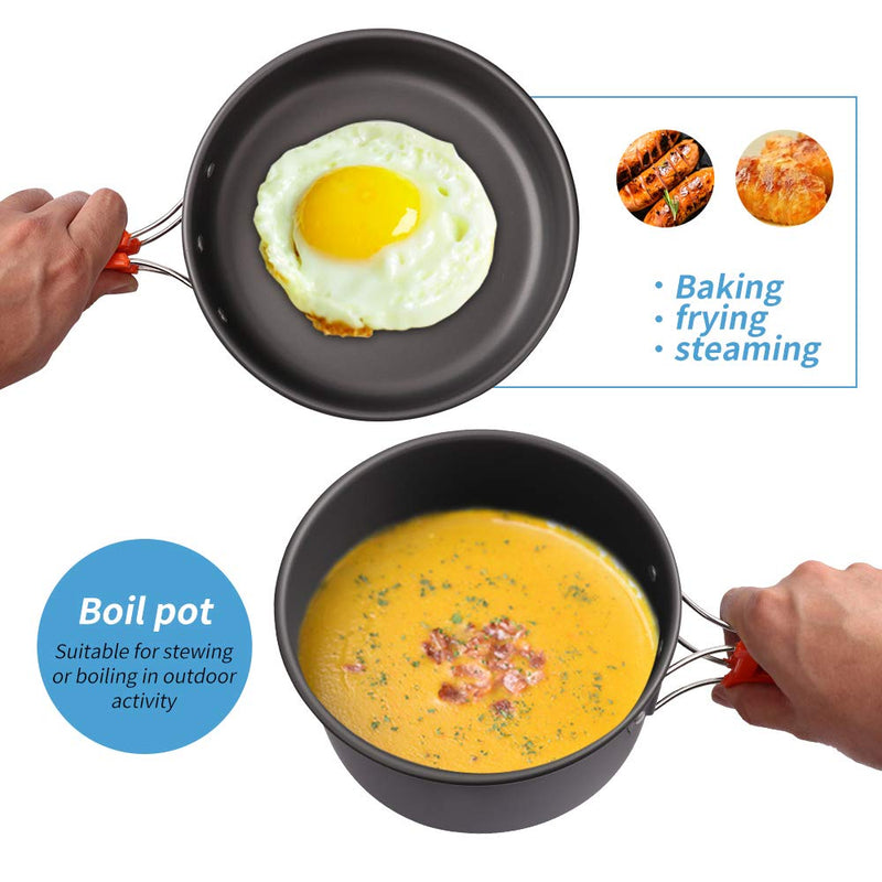 Portable Camping Cookware Set, Foldable Pot Pan Kettle