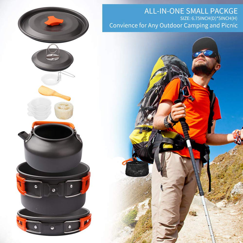 Portable Camping Cookware Set, Foldable Pot Pan Kettle