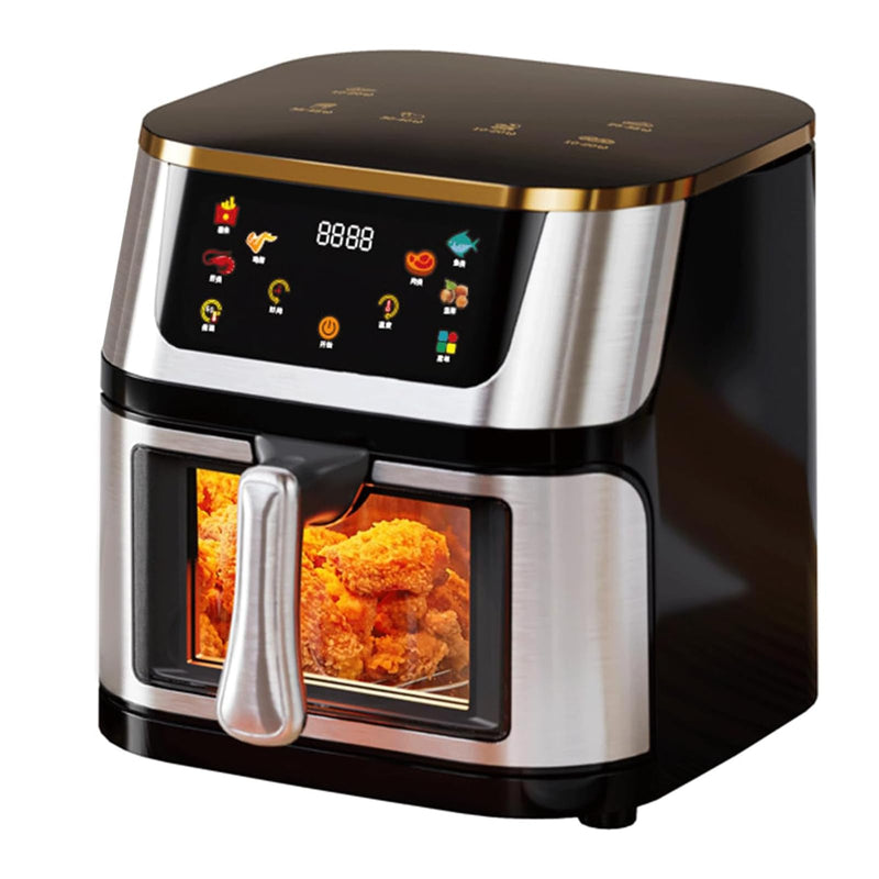 10L 1400W 110V Air Fryer with Touch Screen, Visible Window, 80% Less Fat Healthy Cooking