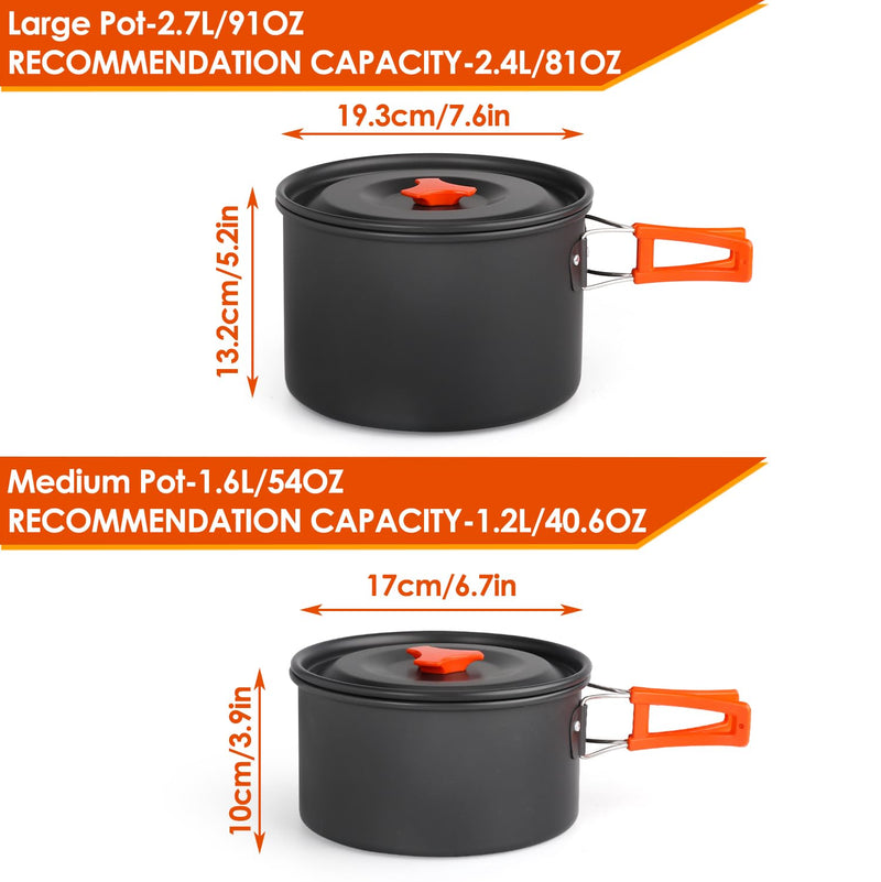 Portable Camping Cookware Set, Foldable Pot Pan Kettle