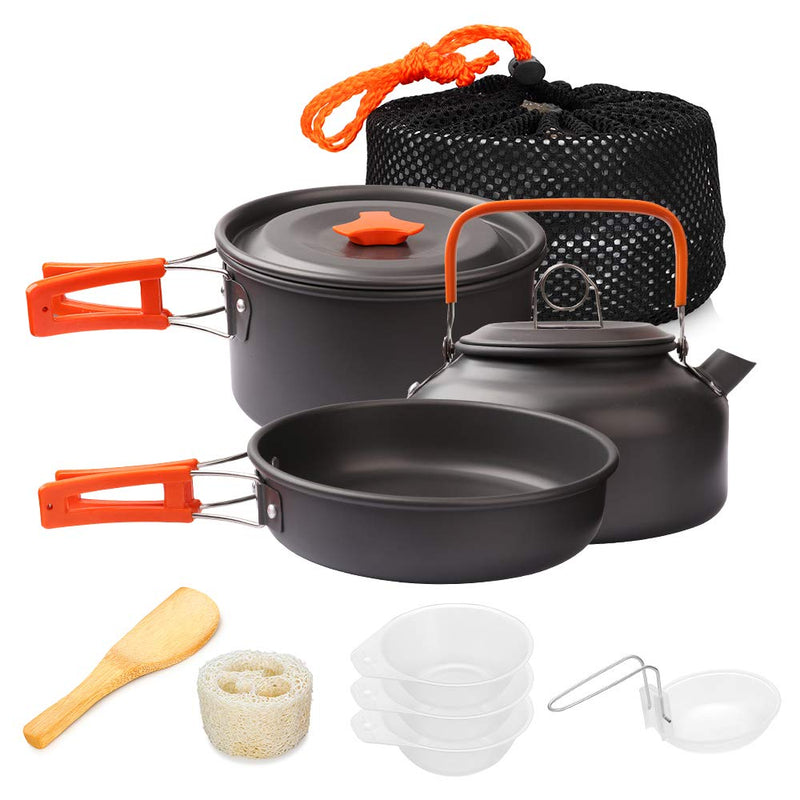Portable Camping Cookware Set, Foldable Pot Pan Kettle