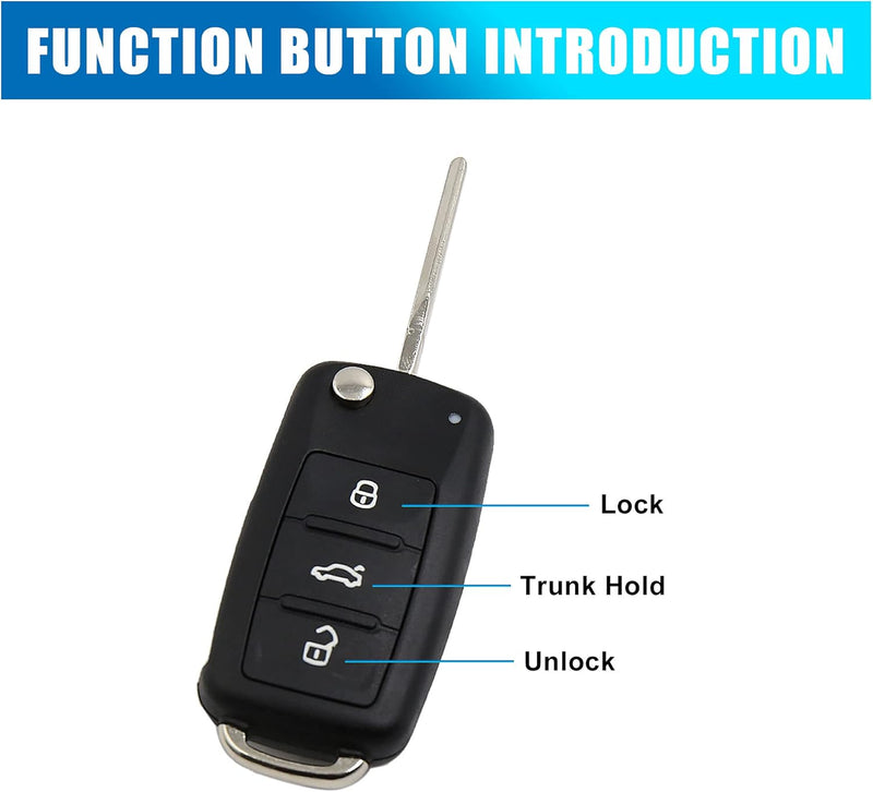 VW 3 Button Key Shell for Golf Mk6 Jetta Polo Tiguan Touran