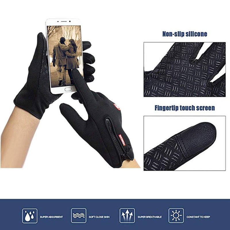 One Pair Waterproof Winter Gloves with Touch Screen & Fleece Liner