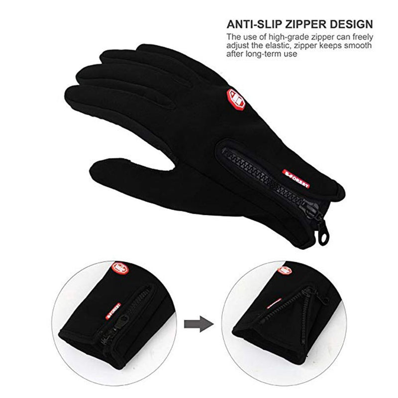 One Pair Waterproof Winter Gloves with Touch Screen & Fleece Liner