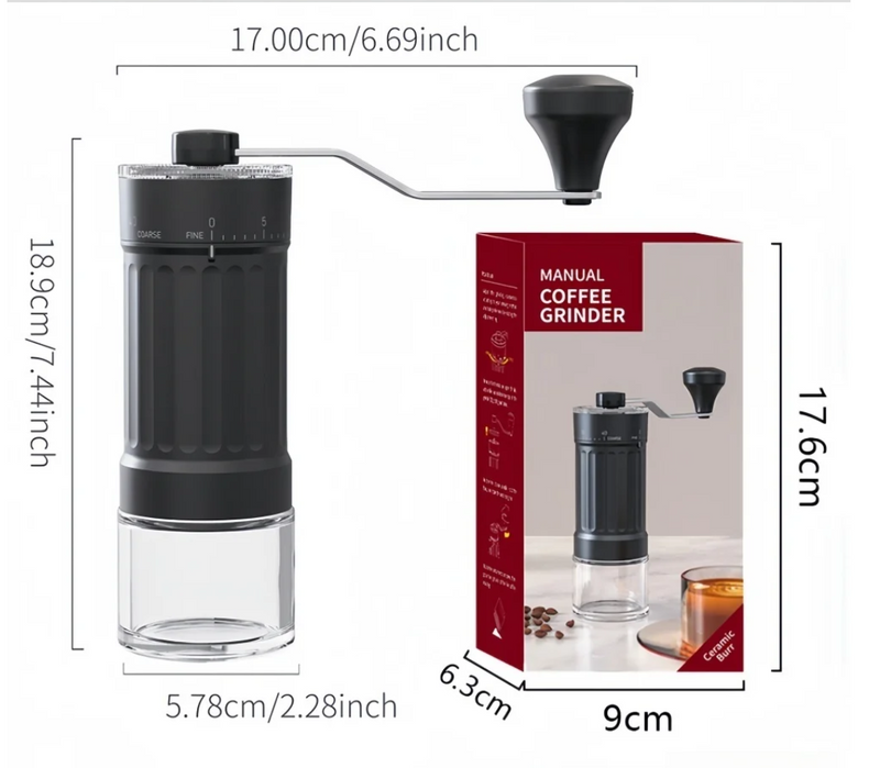 Manual Coffee Grinder External Scale 40 Gear Adjustment Ceramic Grinding Core