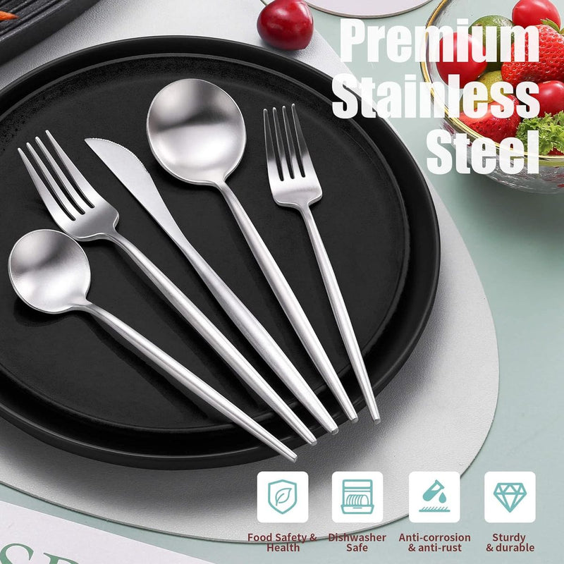 24pcs Stainless Steel Flatware Cutlery Set for Home Kitchen Restaurant Hote