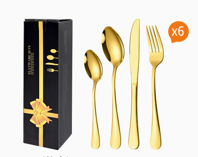 24pcs Stainless Steel Flatware Cutlery Set for Home Kitchen Restaurant Hote