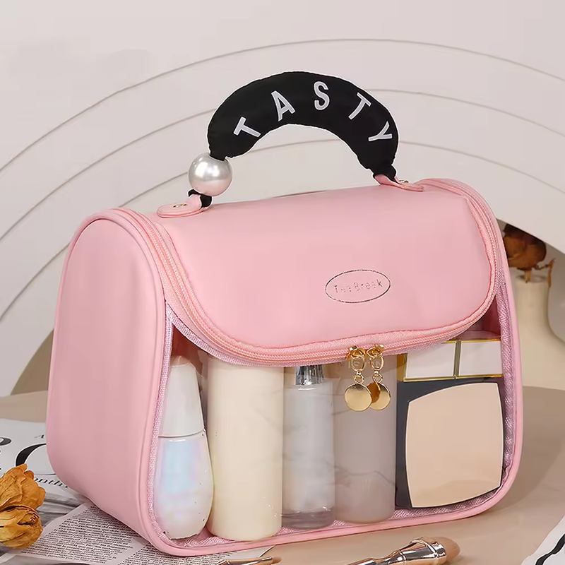 Portable Toiletries Makeup Bag Convenient Hook High-Capacity Wash Bag for Travel PVC Handheld Storage Bag