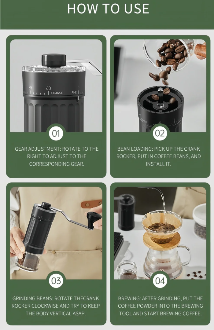 Manual Coffee Grinder External Scale 40 Gear Adjustment Ceramic Grinding Core