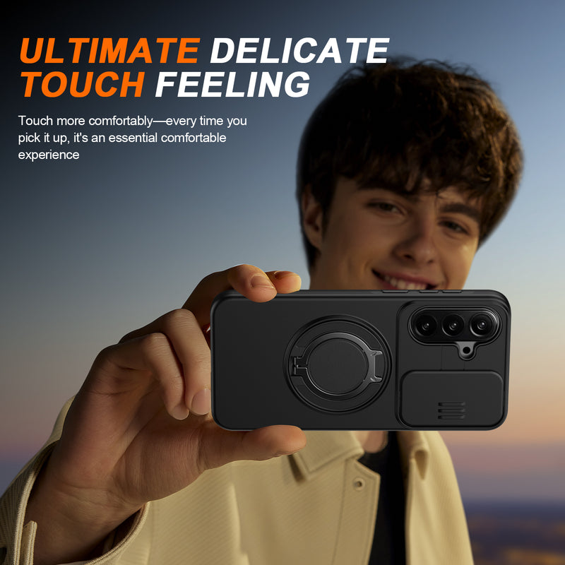 Slide Window Lens Protection Magnetic Ring Bracket Case For Samsung Galaxy A36 Armor case