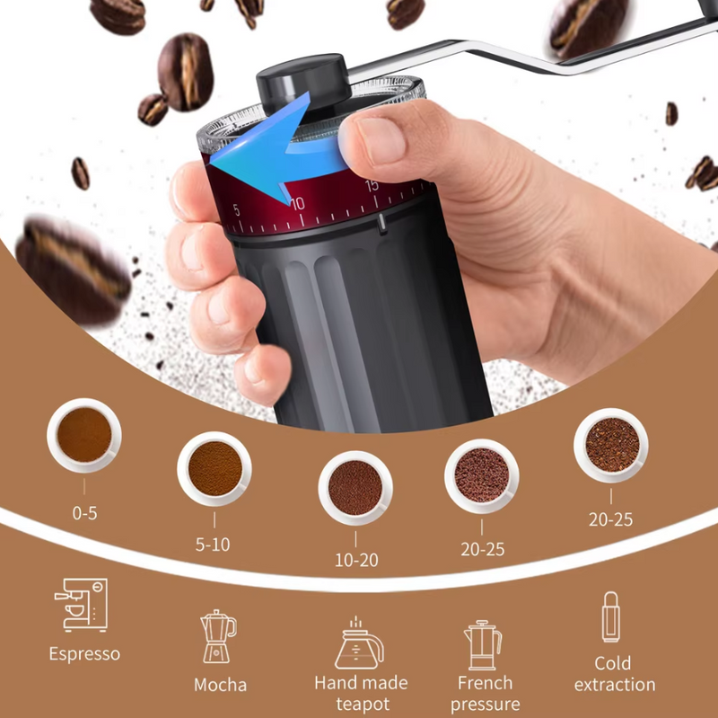 Manual Coffee Grinder External Scale 40 Gear Adjustment Ceramic Grinding Core