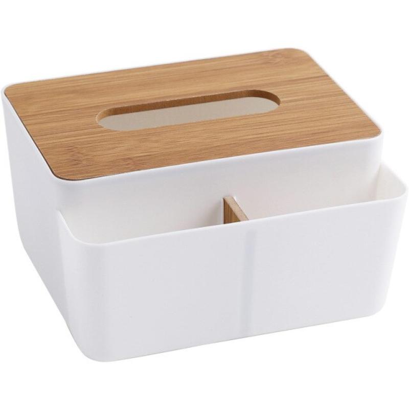 Multifunctional Bamboo Paper Towel & TV Remote Control Holder.