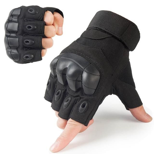 Tactical Gloves Military Rubber Hard Knuckle Gloves - Black