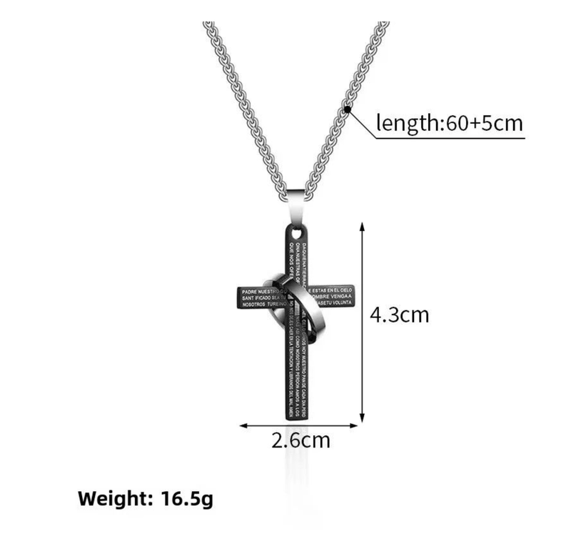 Christian Bible Cross Stainless Steel Statement Necklace Woman/Men