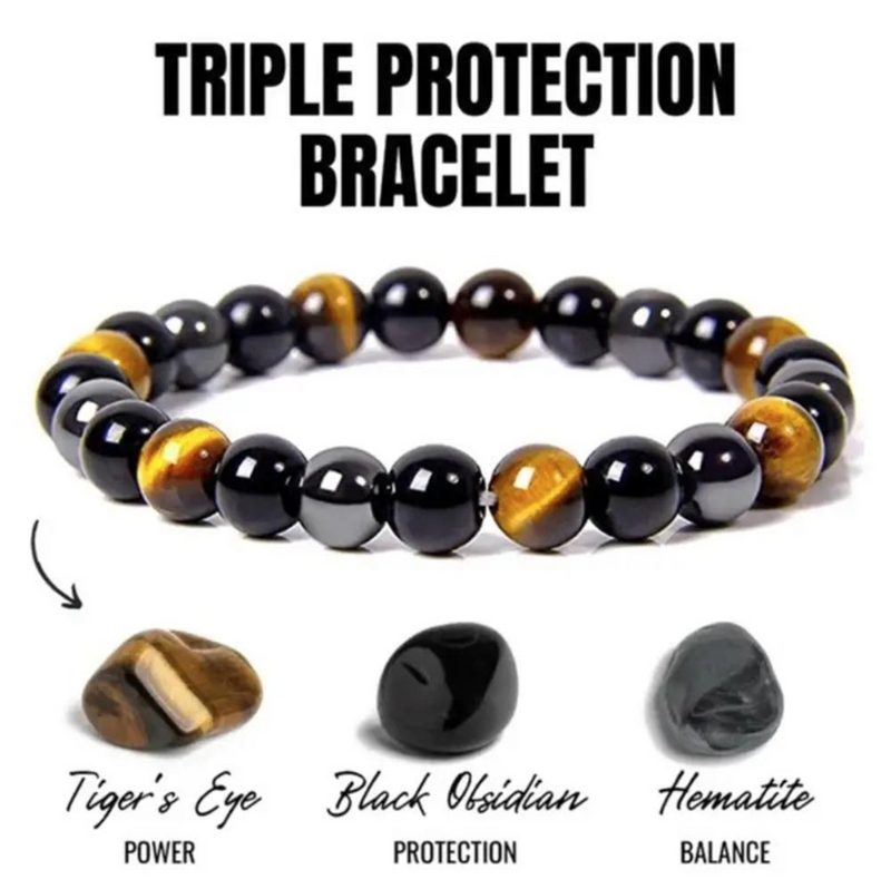 Natural Black Obsidian Hematite Tiger Eye Beads Bracelets Men