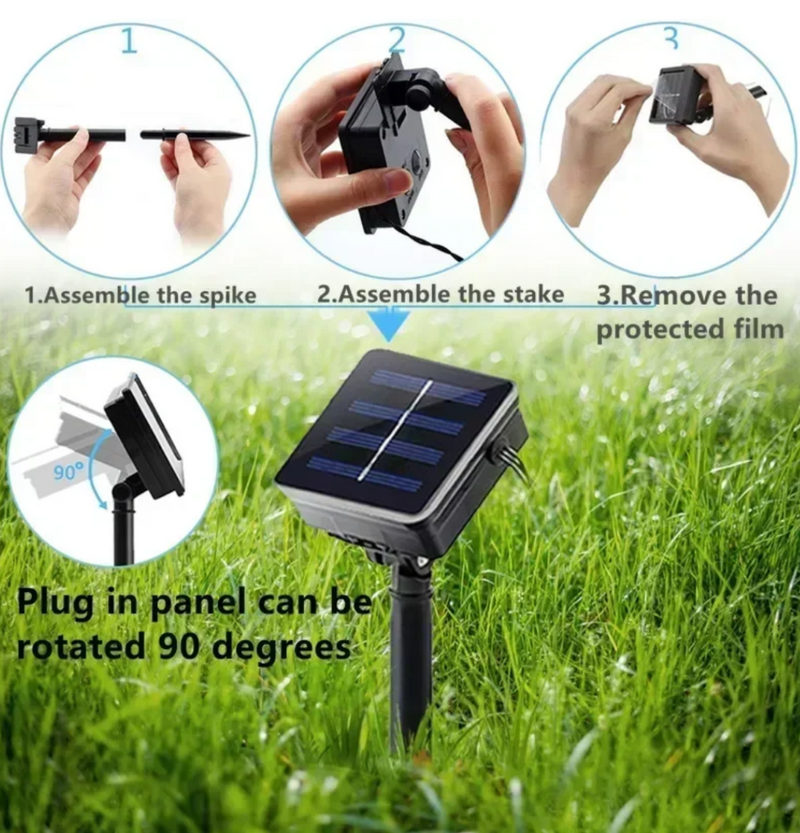12M 100 LEDs Solar Flower String Lights 8 Modes String Lights For Garden