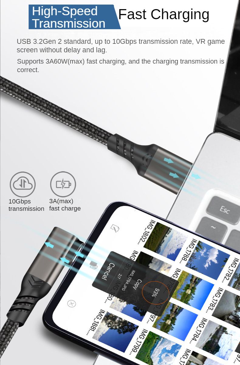 USB 3.2 Gen 1 Type A to C High Speed Data Transfer and Fast Charge Cable