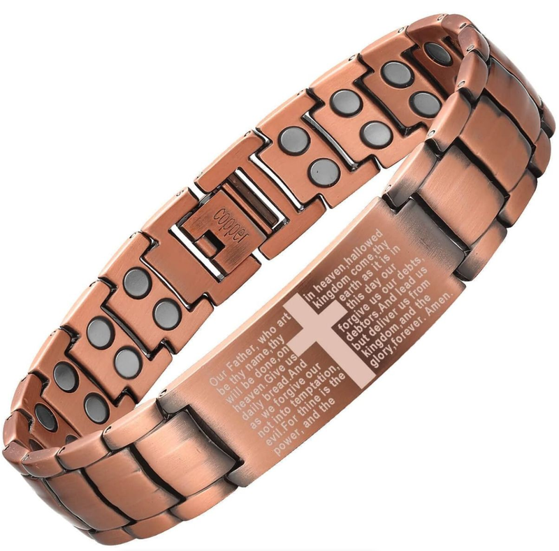Ultra Strength Magnetic Copper Mens Cross Bracelets