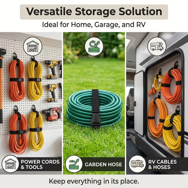 Adjustable Garden Hose Straps, Heavy-Duty Cord Organizer Storage Ties