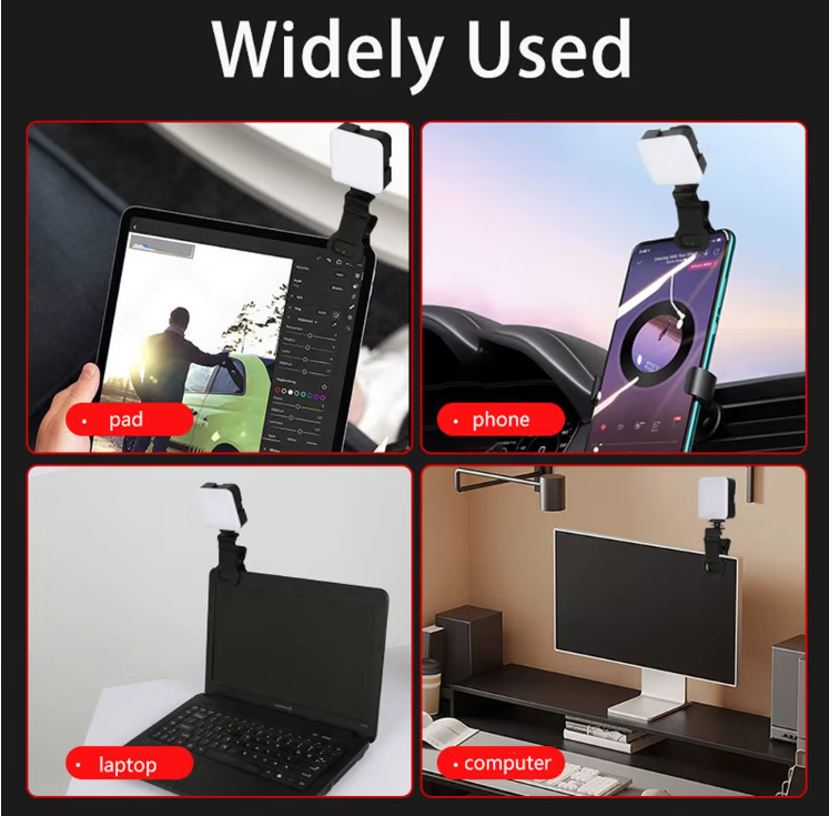Video Light LED Fill Light Compatible With Phone Laptop Webcam