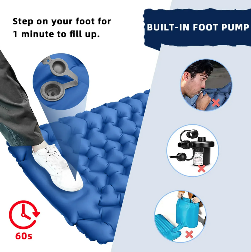 Outdoor Sleeping Mat/Pad Camping Inflatable Mattress with Pillows Travel Mat Folding Bed
