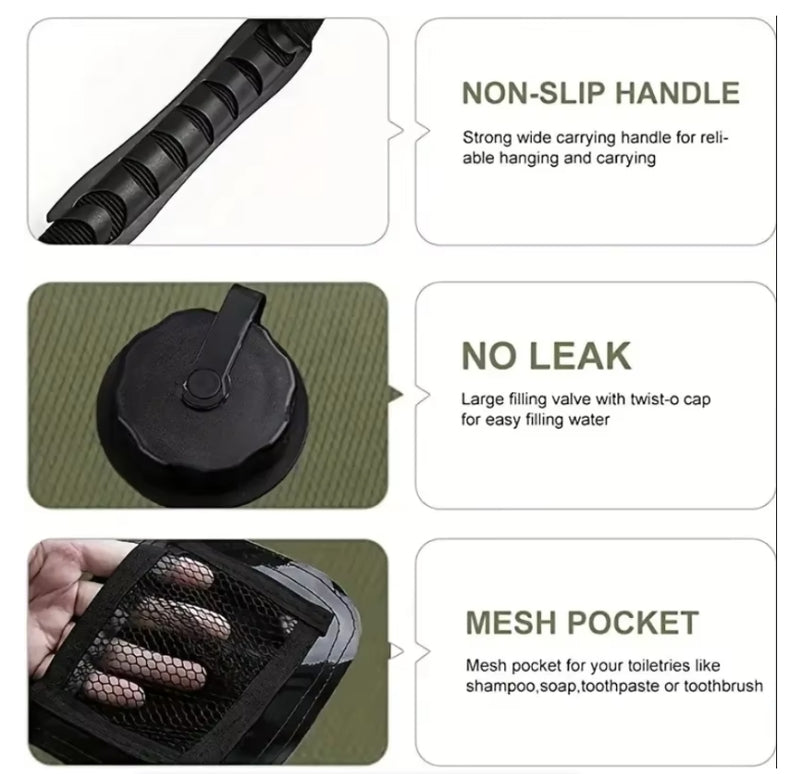 Camping Shower Solar Bath Shower Heating Water Bag Camping Hiking Travel